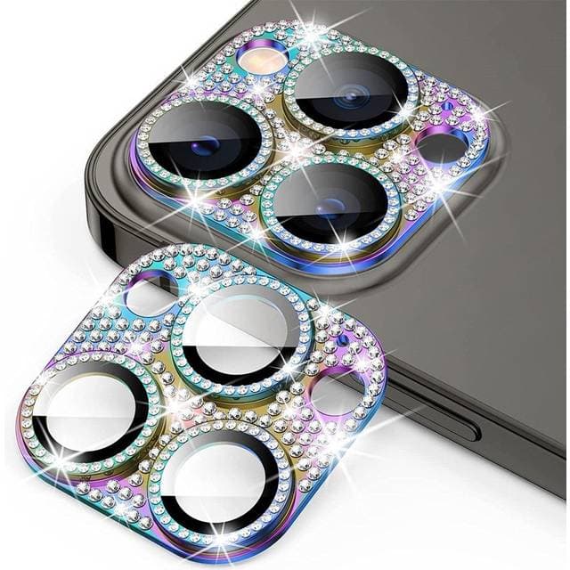 Enkay iPhone 16 Pro 16 Pro Max Glasbeskyttelse til Kameralinse m. Rhinsten Multi Farvet