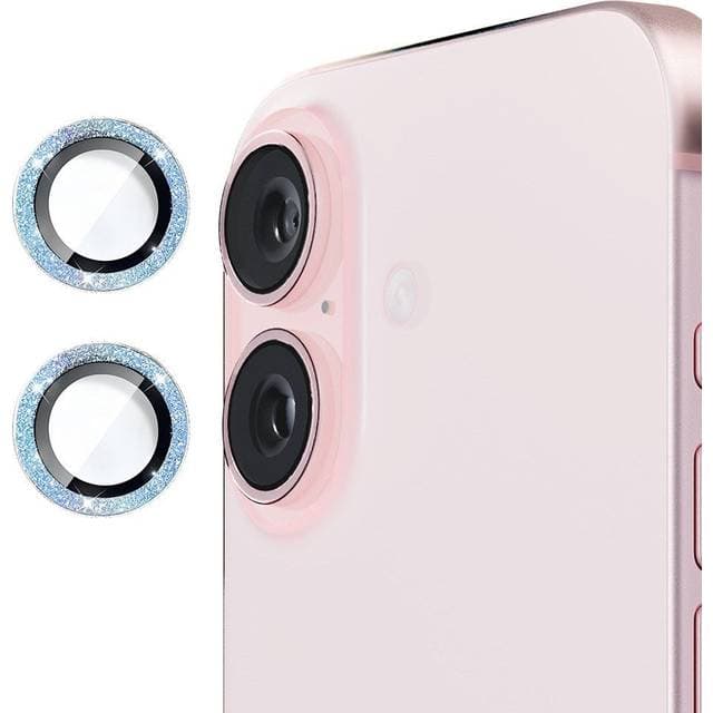 Enkay Kameralinse Beskyttelse Med Rhinsten iPhone 16 Plus Lyse Blå