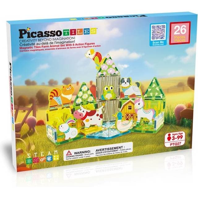 PicassoTiles Farm 26pcs Magnetic Set with 8 Figures