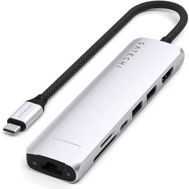 Satechi 7-in-1 USB-C Slim Multiport Adapter with Ethernet - Silver