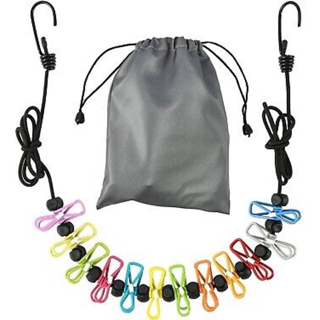 Tlily Retractable Portable Clothesline with 12 Clothes Clips - Outdoor