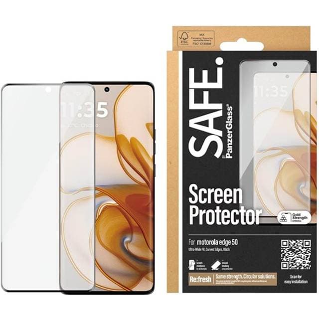SAFE. by PanzerGlass Screen Protector w. Black Frame Motorola edge 50 Ultra-Wide Fit