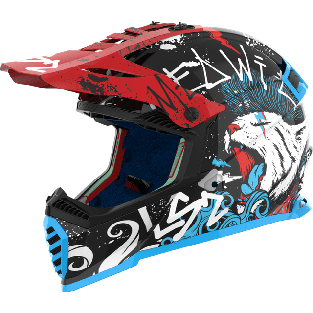 LS2 Crosshjelm MX437 Fast II Mini Starmaw, Sort Junior, Børn