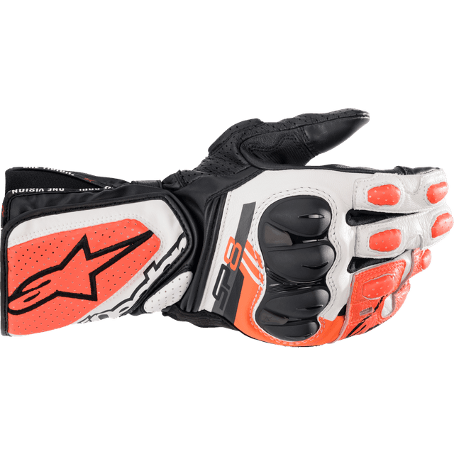 Alpinestars MC-Handsker SP-8 V3, Sort/Hvid/Neonrød
