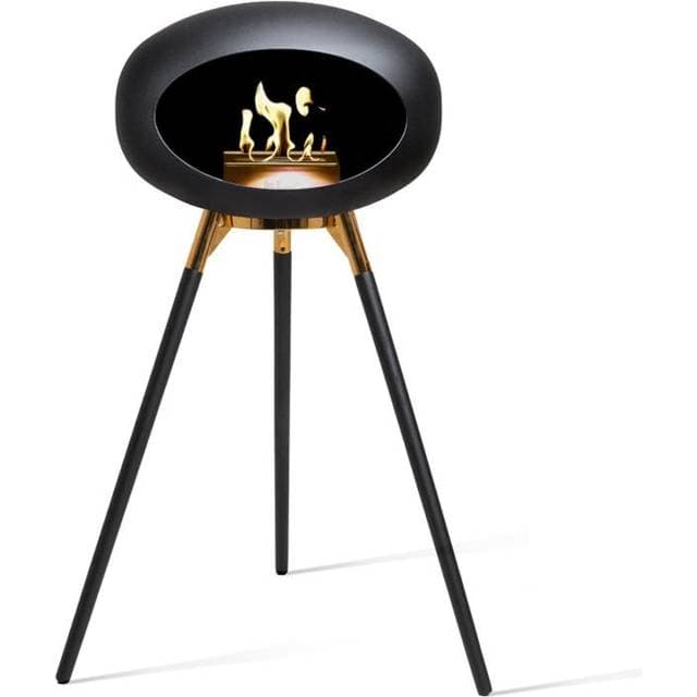 Le Feu Sort biopejs med Rose Gold skål Ground Wood 79cm ben i sort