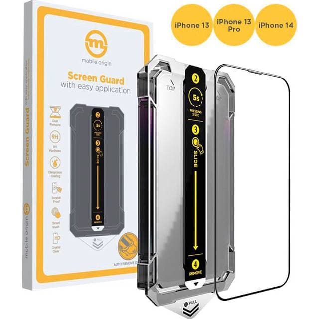 Mobile Origin Mobile Origin Skærmbeskyttelse m/Applikator t/iPhone 14/13/13 Pro (9H)