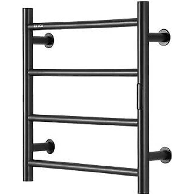 VEVOR 4 Bars Vægmonteret Håndklædevarmerstativ Sort