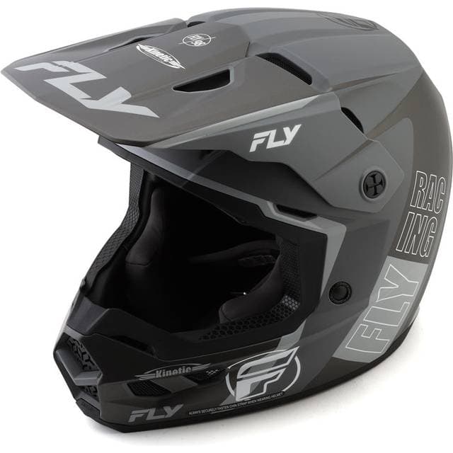Fly Racing Crosshjelm Kinetic Rally - Matgrå/Sort/Hvid