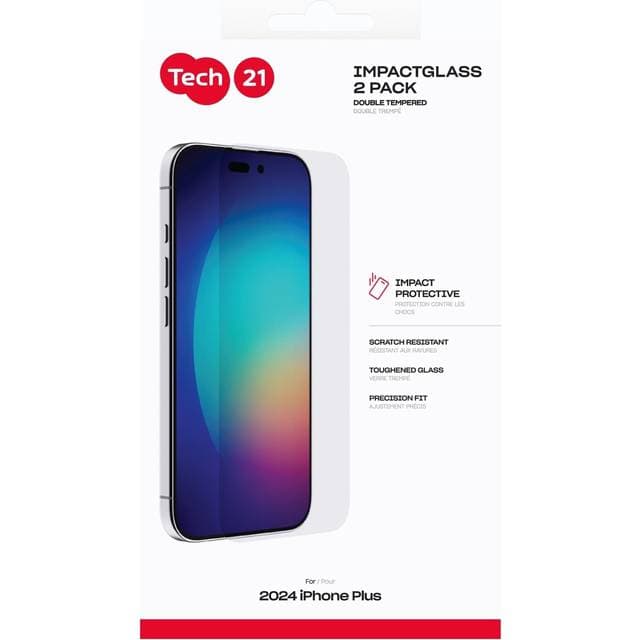 Tech21 Impact Glass 2-pack Extra Strong for iPhone 16 Plus