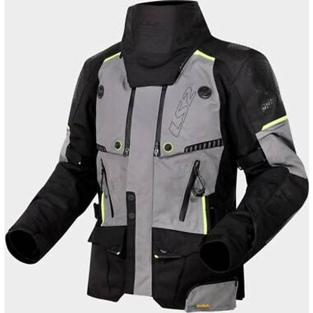 LS2 Apollo Waterproof Motocycle Textile Jacket - Dark Grey/Black/Neon Yellow Man