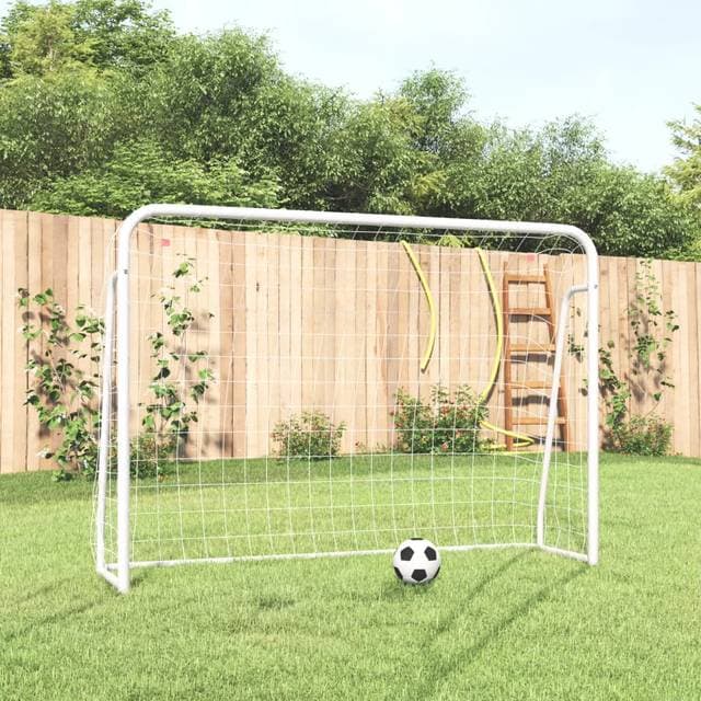 vidaXL vidaXL fodboldmål med net 214x75x152 stål og polyester hvid