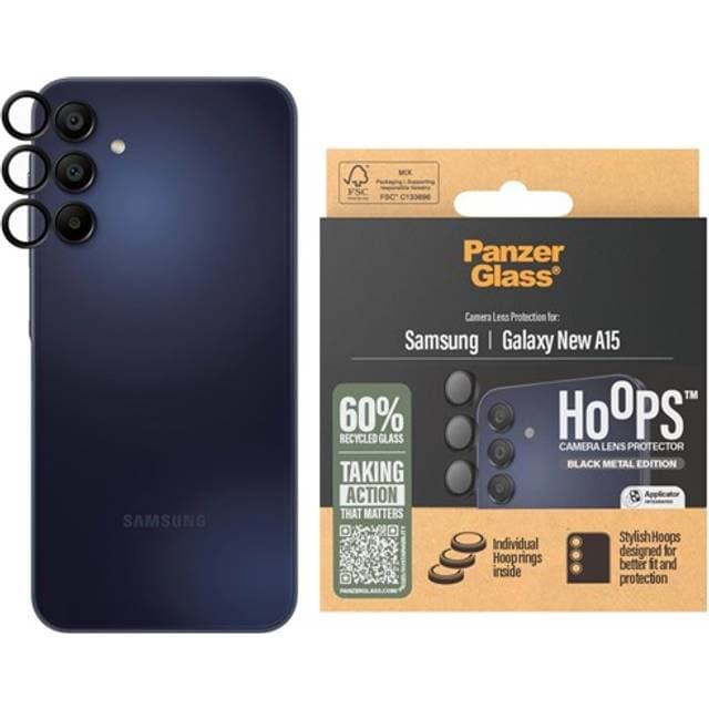 PanzerGlass Samsung Galaxy A16 Hoops Kamerabeskyttelse Gennemsigtig Sort