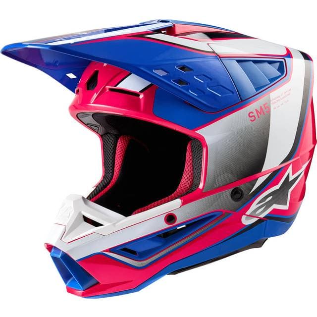 Alpinestars Crosshjelm SM5 Sail - Hvid/Pink/Enamel Blå