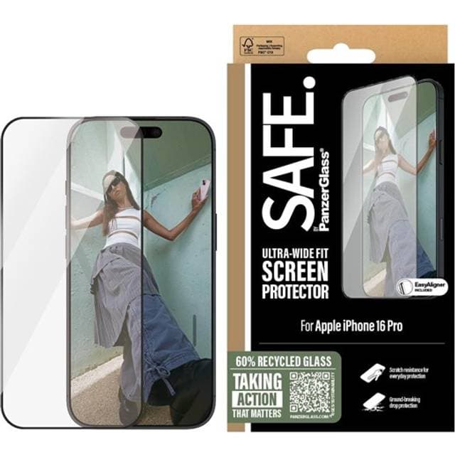 SAFE. by PanzerGlass Ultra-Wide Fit with Black Frame Screen Protector for iPhone 16 Pro
