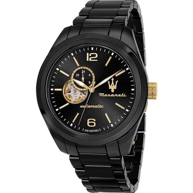 Maserati Traguardo Ceramic R8823150001 Man 45 mm Analog Automatisk Mineralglas Black 45 mm