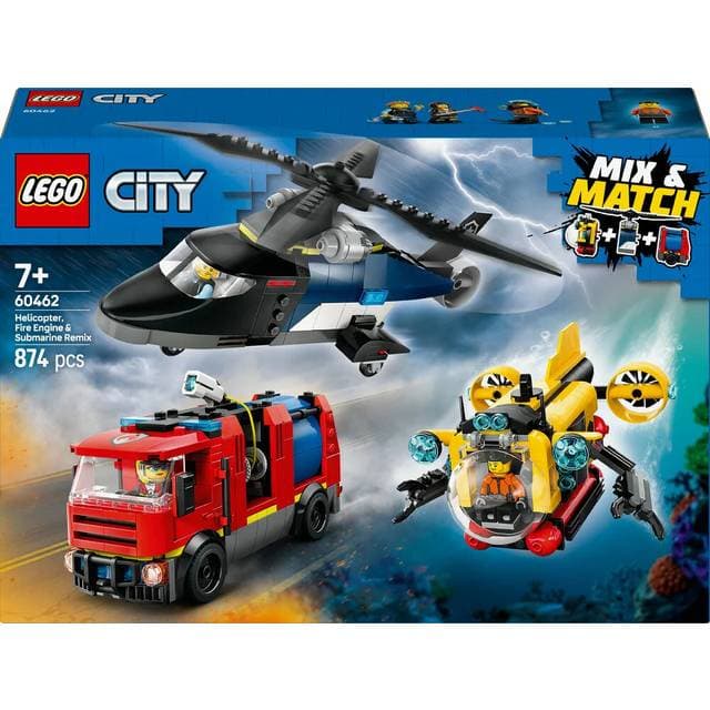 LEGO City Helikopter, Brandbil og UbådRemix 60462
