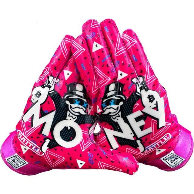 Battle Money Man Wide Receiver Football Gloves Pink