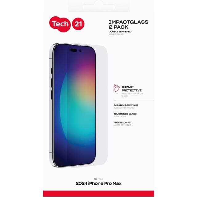 Tech21 Skærmbeskyttelse iPhone Max 16 Pro 2-pak