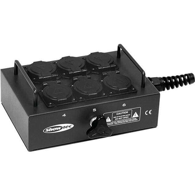 Showtec Breakout Box 6 Schuko Stik Kabel Aflastning