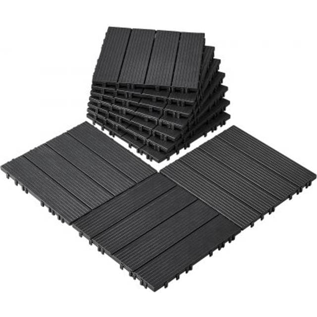 VEVOR Interlocking Deck Fliser 10 Pack 12 x 12 Plast Mørkegrå