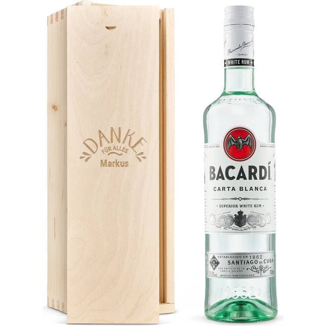 Your surprise Bacardi Hvid Rom Indgraveret Kasse 70 cl