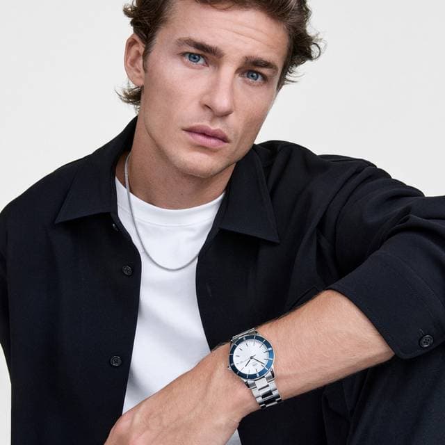 Daniel Wellington Blue Bezel 40 S White Quartz Herre m/lænke