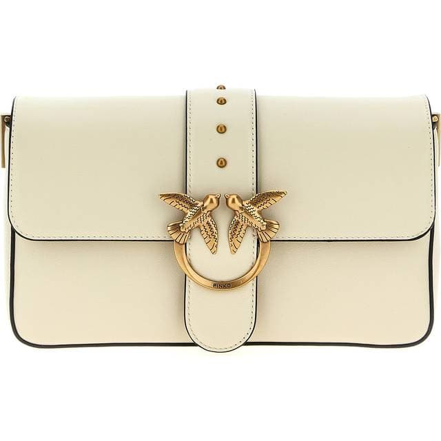 Pinko Klassisk Læder Skuldertaske Love One - Hvid