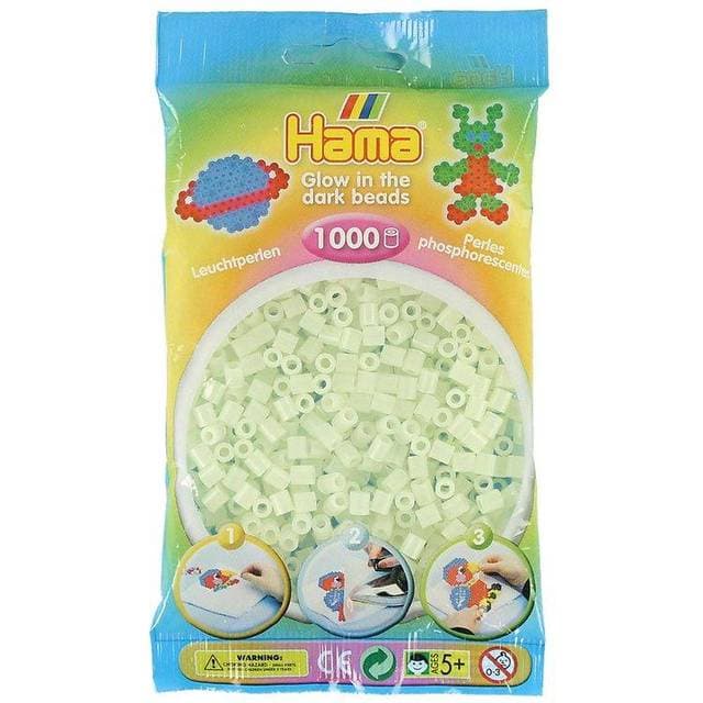 Hama Beads in Bag Glow in the Dark Green 1000pcs