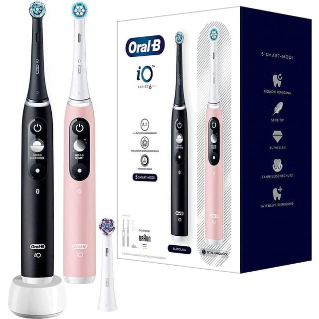 Oral-B iO Serie 6 Electric Toothbrush Duo Black Lava/Pink Sand + 3 Brush Heads