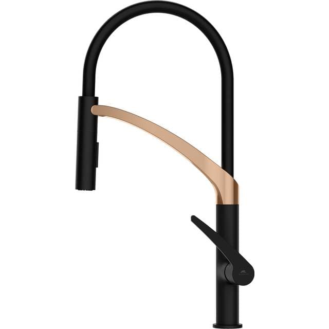 Hill Ceramic Köksblandare med Flexibel Pip Davis Svart-Guld Matt Guld, Mat sort