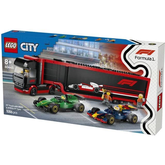 LEGO City F1-lastbil med RB20 og AMR24 F1-biler 60445
