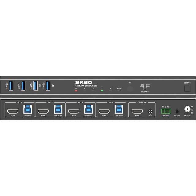 Nordic HDMI 8K60Hz KVM-Switch 4 til 1 UltraWide-skærm