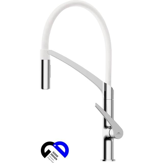 Hill Ceramic Köksblandare Med Flexibel Pip Davis Vit-Krom Matt