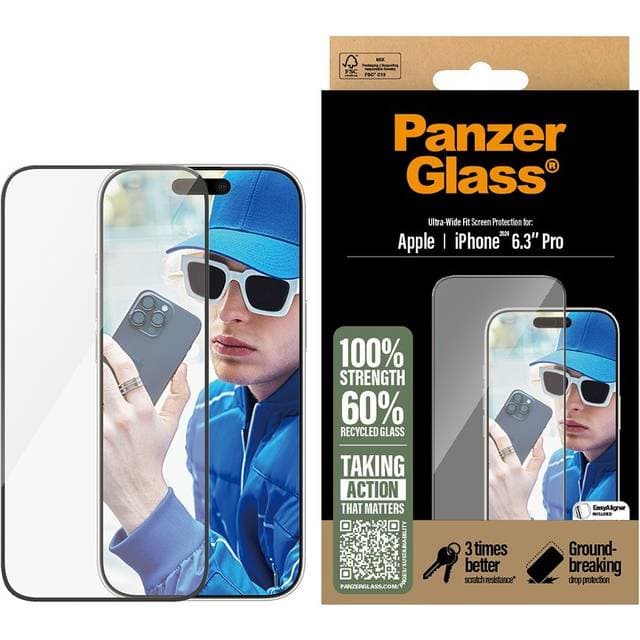 PanzerGlass Skærmbeskyttelse iPhone ''24 6.3 Pro Ultra-Wide Fit