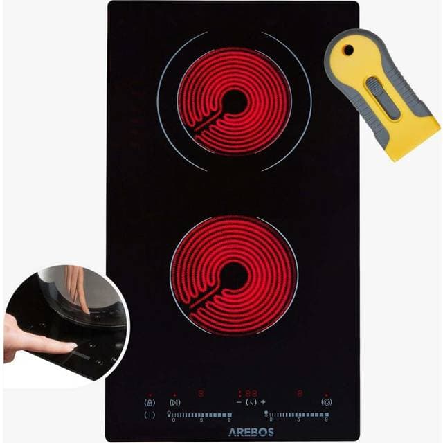 Arebos Glaskeramisk Kogeplade 2 Kogezoner 30cm