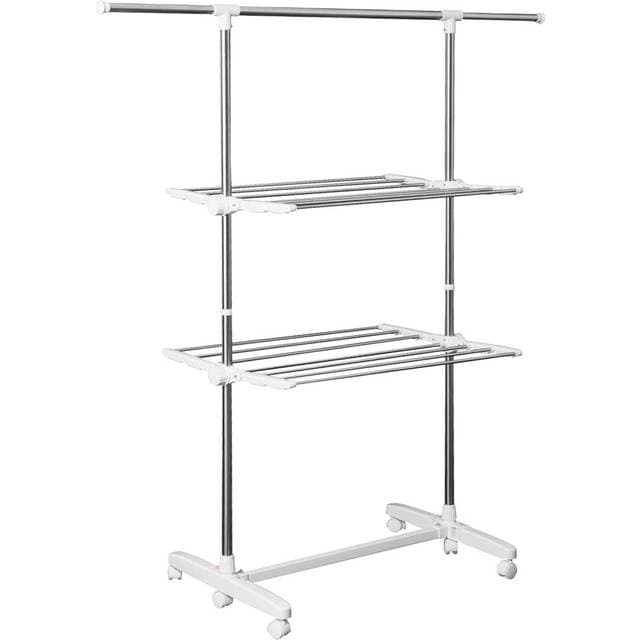 Northio Mobiler Wäscheständer Wäschetrockner Turm Seitenflügel Klappbar