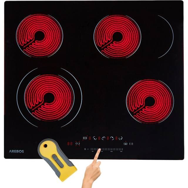 Arebos Glaskeramisk Kogeplade 4 Kogezoner 59cm