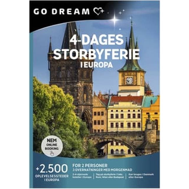 Go Dream Gavekort 4-dages Storbyferie i Europa 2500 Oplevelsessteder