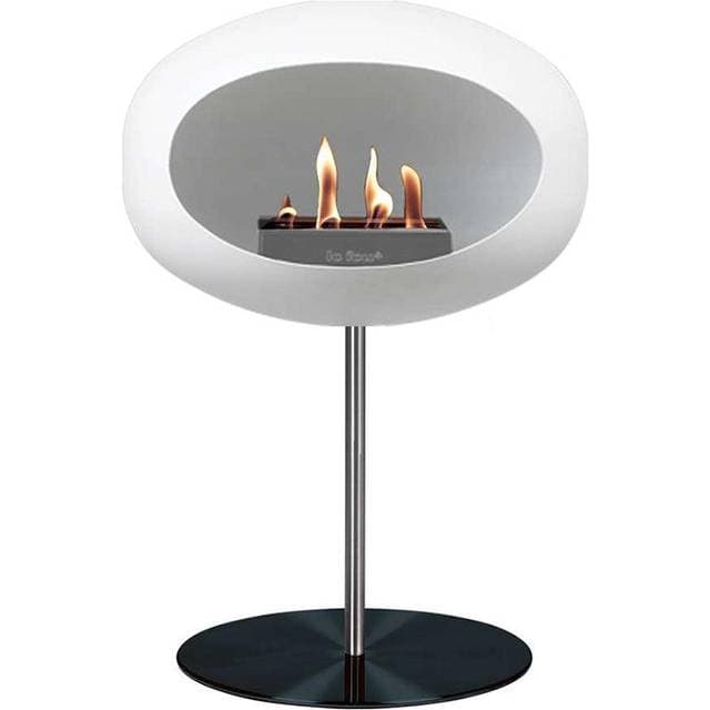 Le Feu White Ground Low Bioethanol Fireplace Black Base Plate