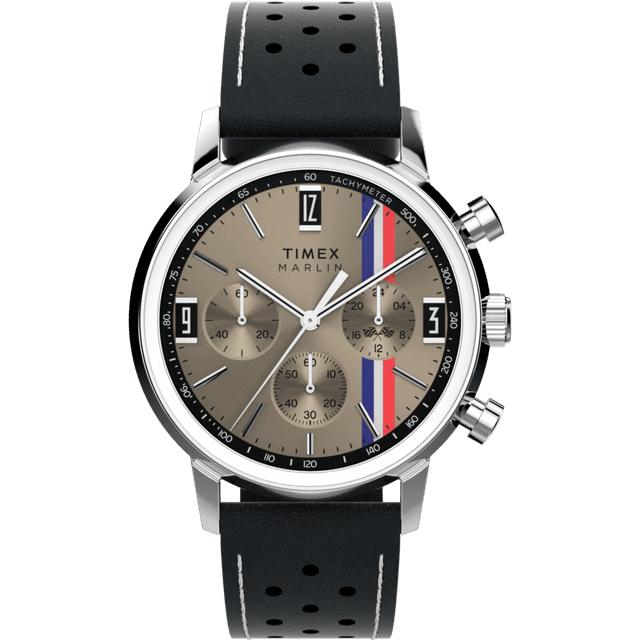 Timex Marlin Chronograph Stripe Med Sort Læderrem