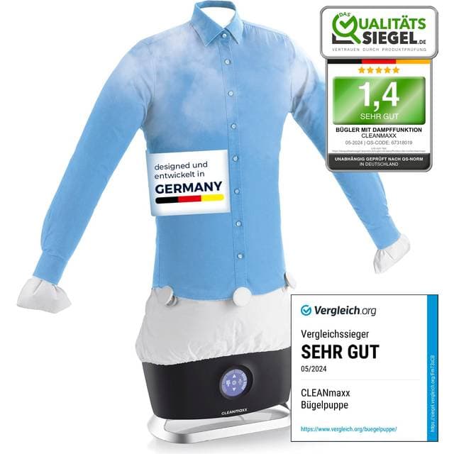 CleanMaxx Hemdenbügler Pro Steam 1800W Schwarz