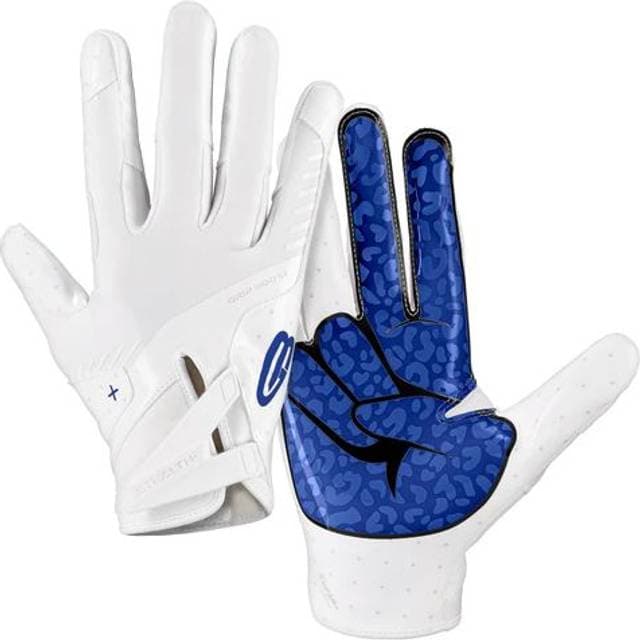 Grip Boost Adult Peace Stealth 6 Football Gloves Men's Medium White/Royal Blue M