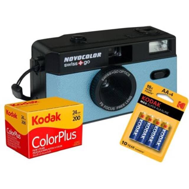 Kodak Novocolor Swiss Go Genanvendeligt Analog Kamera Blå