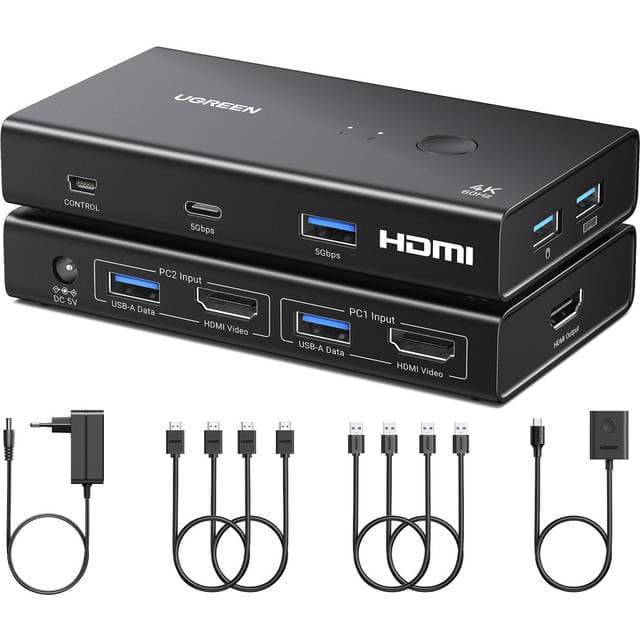 Adam Hall UGREEN AK502 2in1 HDMI 2.0 KVM-switch