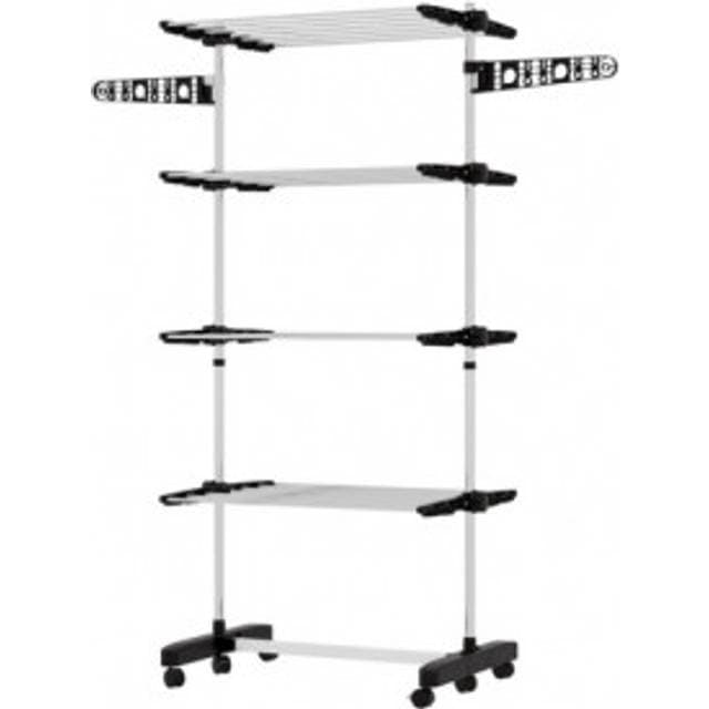 Homcom Tørrestativ Med 5 Niveauer Foldbar Et-Klik-System - Sort/Sølv