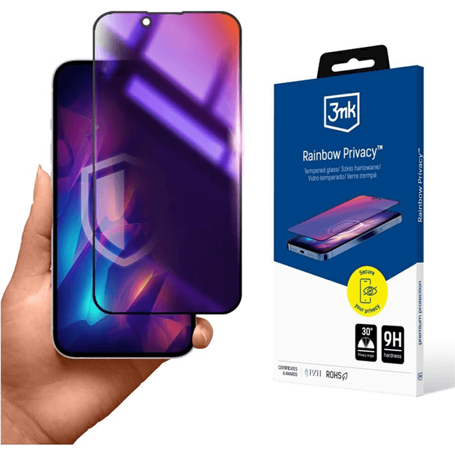 3mk Privaatsusfiltriga Kaitseklaas iPhone 16e Privacy Vikerkaar