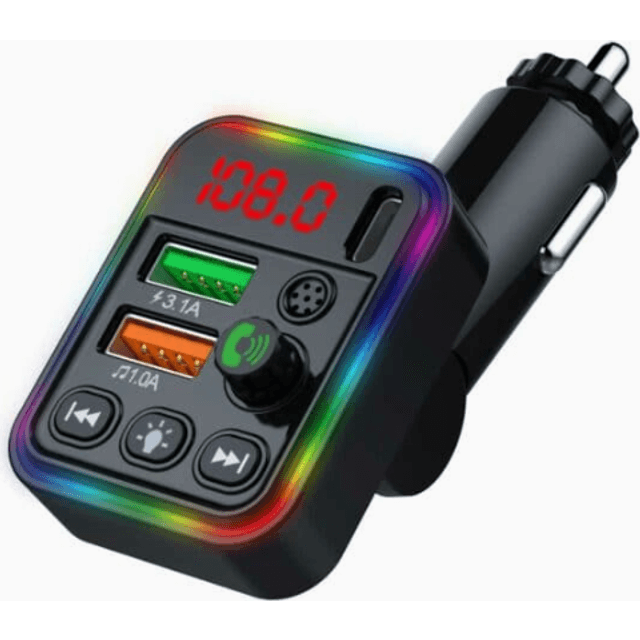 Megabilligt Bluetooth FM-L Hetin Autolaturi USB-C RGB Musta