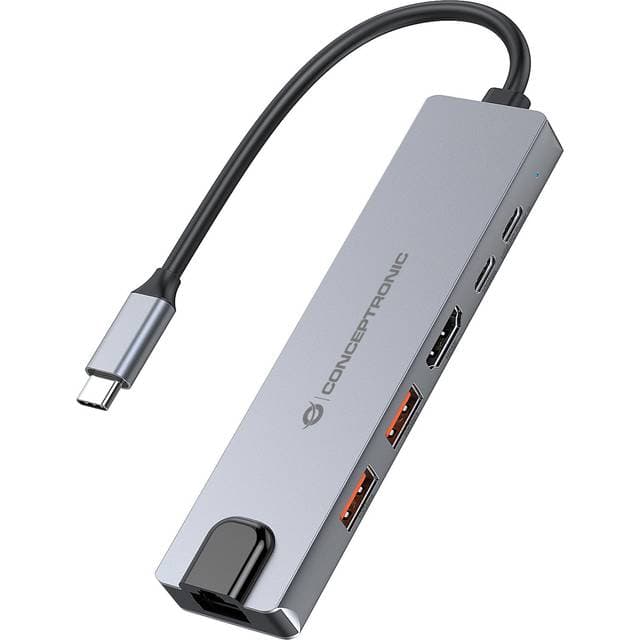 Conceptronic DONN29G 6-in-1 Dockingstation Ledningsført USB 3.2 Gen 2