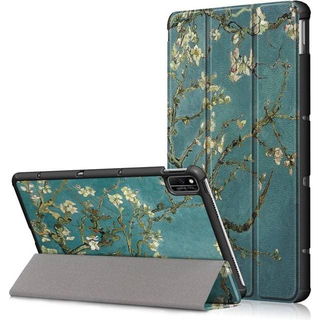 INCOVER Huawei MatePad 10.4 Læder Flip Cover Hvide Blomster