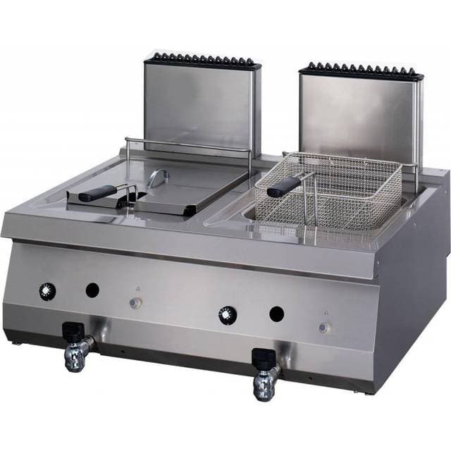 Maxima Heavy Duty Friture 2 x 12L Dobbelt Enhed 70 cm Dyb Med Afløbshane Gas